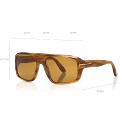 Tom Ford Eyewear Tom Ford - Duke Sunglasses - Soft Squared Acetate Sunglasses - Havana - FT0754 - Sunglasses - - Avvenice^ Sunglasses & Eyewear