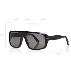 Tom Ford Eyewear Tom Ford - Duke Sunglasses - Soft Squared Acetate Sunglasses - Black - FT0754 - Sunglasses - - Avvenice