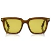 Tom Ford Eyewear Tom Ford - Fausto Sunglasses - Soft Rectangular Acetate Sunglasses - FT0646 - Brown - - Avvenice