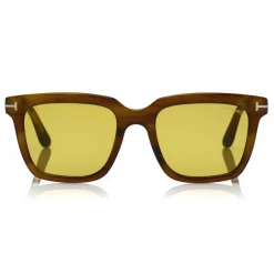 Tom Ford Eyewear Tom Ford - Fausto Sunglasses - Soft Rectangular Acetate Sunglasses - FT0646 - Brown - - Avvenice
