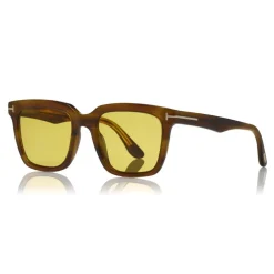 Tom Ford Eyewear Tom Ford - Fausto Sunglasses - Soft Rectangular Acetate Sunglasses - FT0646 - Brown - - Avvenice