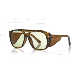 Tom Ford Eyewear Tom Ford - Fender Sunglasses - Square Acetate Sunglasses - Gold Green - FT0799 - Sunglasses - - Avvenice^ Sunglasses & Eyewear