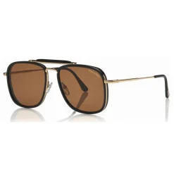 Tom Ford Eyewear Tom Ford - Huck Sunglasses - Navigator Style Sunglasses - Shiny Black Brown - FT0665 - Sunglasses - - Avvenice