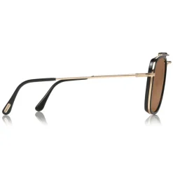 Tom Ford Eyewear Tom Ford - Huck Sunglasses - Navigator Style Sunglasses - Shiny Black Brown - FT0665 - Sunglasses - - Avvenice