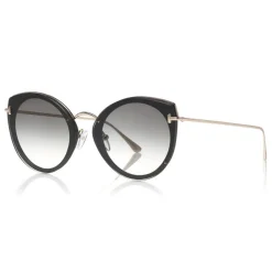 Tom Ford Eyewear Tom Ford - Jess Sunglasses - Round Metal and Acetate Sunglasses - Black - FT0683 - Sunglasses - - Avvenice