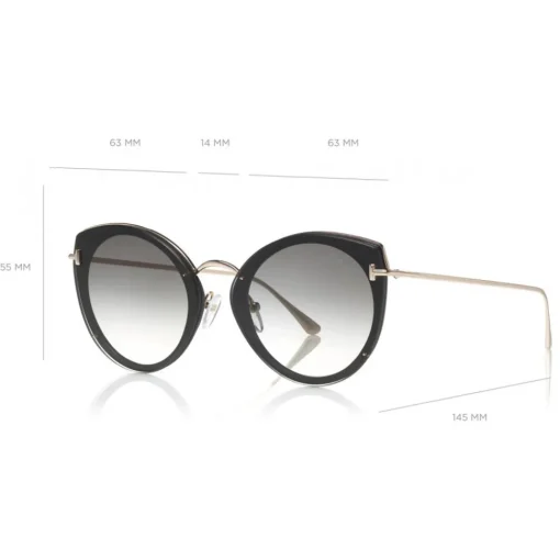 Tom Ford Eyewear Tom Ford - Jess Sunglasses - Round Metal and Acetate Sunglasses - Black - FT0683 - Sunglasses - - Avvenice