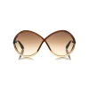 Tom Ford Eyewear Tom Ford - Liora Sunglasses - Oversize Round Acetate Sunglasses - Brown - FT0528 - Sunglasses - - Avvenice^ Sunglasses & Eyewear