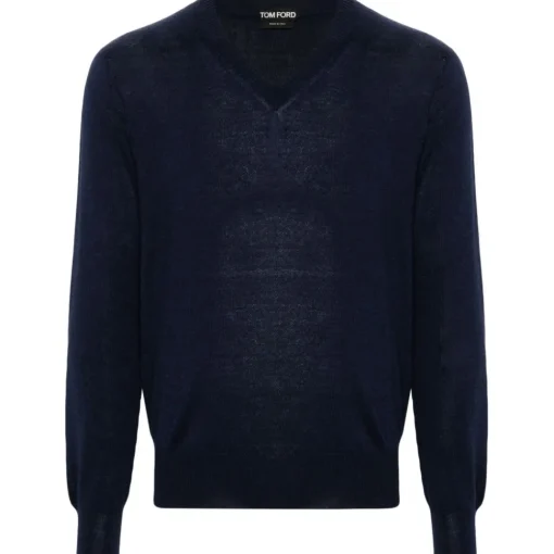 Tom Ford - Navy Blue Fine Knit Jumper - Exclusive Luxury Collection - Avvenice^ Knitwears