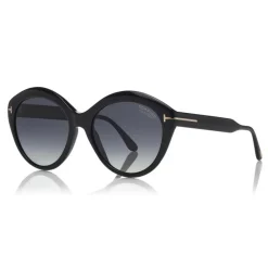 Tom Ford Eyewear Tom Ford - Polarized Maxine Sunglasses - Round Metal Sunglasses - Black - FT0763-P - Sunglasses - - Avvenice