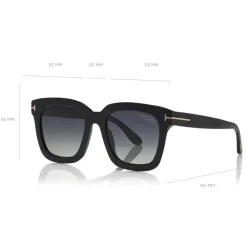Tom Ford Eyewear Tom Ford - Polarized Sari Sunglasses - Squared Acetate Sunglasses - Black - FT0690-P - Sunglasses - - Avvenice