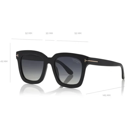 Tom Ford Eyewear Tom Ford - Polarized Sari Sunglasses - Squared Acetate Sunglasses - Black - FT0690-P - Sunglasses - - Avvenice