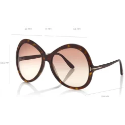 Tom Ford Eyewear Tom Ford - Rose Sunglasses - Oval Acetate Sunglasses - Dark Havana - FT0765 - Sunglasses - - Avvenice