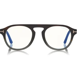 Tom Ford Eyewear Tom Ford - Round Opticals Sunglasses - Round Optical Sunglasses - Havana Green - FT5533-B - Sunglasses - - Avvenice