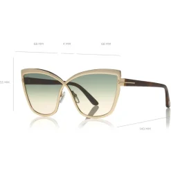 Tom Ford Eyewear Tom Ford - Sandrine Sunglasses - Butterfly Acetate and Metal Sunglasses - Rose Gold - FT0715 - Sunglasses - - Avvenice^ Sunglasses & Eyewear