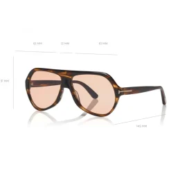 Tom Ford Eyewear Tom Ford - Thomas Sunglasses - Pilot Acetate Sunglasses - FT0732 - Havana - - Avvenice