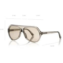 Tom Ford Eyewear Tom Ford - Thomas Sunglasses - Pilot Acetate Sunglasses - FT0732 - Grey - - Avvenice