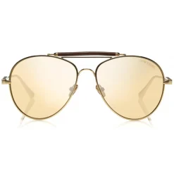 Tom Ford Eyewear Tom Ford - Tom N.16 Sunglasses - Pilot Style Sunglasses - Gold Brown - FT0704-P - Sunglasses - - Avvenice