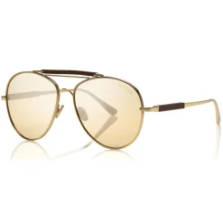 Tom Ford Eyewear Tom Ford - Tom N.16 Sunglasses - Pilot Style Sunglasses - Gold Brown - FT0704-P - Sunglasses - - Avvenice
