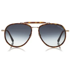 Tom Ford Eyewear Tom Ford - Tripp Sunglasses - Pilot Shape Sunglasses - Havana Blue - FT0666 - Sunglasses - - Avvenice
