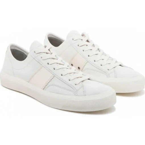 Tom Ford - White and Beige Calf Leather Low Top Sneakers - Exclusive Luxury Collection - Avvenice^ Shoes