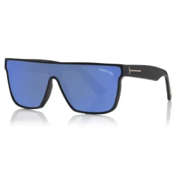 Tom Ford Eyewear Tom Ford - Wyhat Sunglasses - Soft Rectangular Acetate Sunglasses - FT0709 - Black Mirror Blu - - Avvenice^ Sunglasses & Eyewear