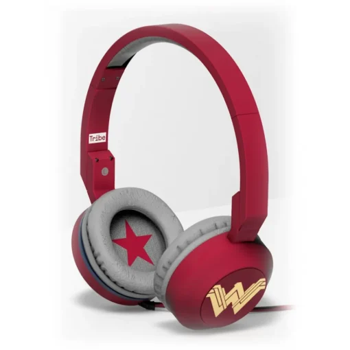 Tribe - Wonder Woman - DC Comics - Headphones with Foldable Microphone - 3.5 mm Jack - Smartphone, PC, PS4, Xbox - Avvenice^ Audio