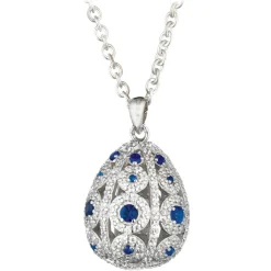 Tsars Collection - Alexandra Pavè Vertical Blue Necklace - Handmade in Swiss - Luxury Exclusive Collection - Avvenice^ Necklaces