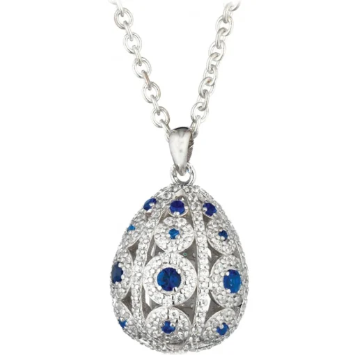 Tsars Collection - Alexandra Pavè Vertical Blue Necklace - Handmade in Swiss - Luxury Exclusive Collection - Avvenice^ Necklaces