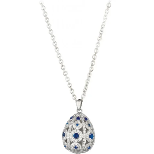 Tsars Collection - Alexandra Pavè Vertical Blue Necklace - Handmade in Swiss - Luxury Exclusive Collection - Avvenice^ Necklaces