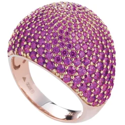 Tsars Collection - Fuchsia Pavé Silver Ring - Handmade in Swiss - Luxury Exclusive Collection - Avvenice^ Rings