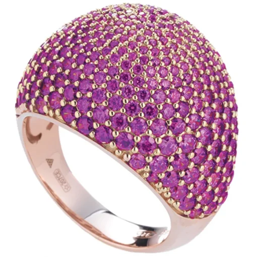 Tsars Collection - Fuchsia Pavé Silver Ring - Handmade in Swiss - Luxury Exclusive Collection - Avvenice^ Rings