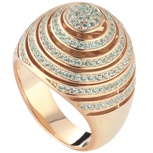 Tsars Collection - Green Spiral Silver Ring - Handmade in Swiss - Luxury Exclusive Collection - Avvenice^ Rings