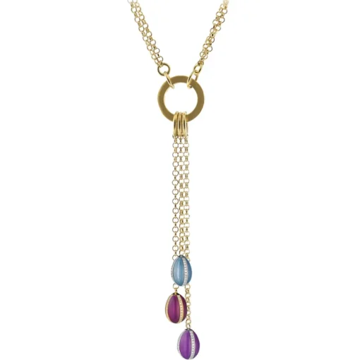 Tsars Collection - Necklace with 3 Multicolor Eggs - Handmade in Swiss - Luxury Exclusive Collection - Avvenice^ Necklaces