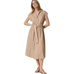 Twinset - Animal Print Cotton Dress - Beige - Dress - Made in Italy - Luxury Exclusive Collection - Avvenice^ Dresses