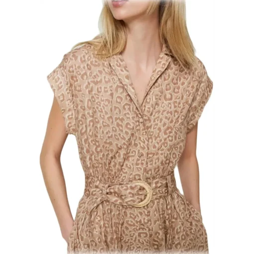 Twinset - Animal Print Cotton Dress - Beige - Dress - Made in Italy - Luxury Exclusive Collection - Avvenice^ Dresses