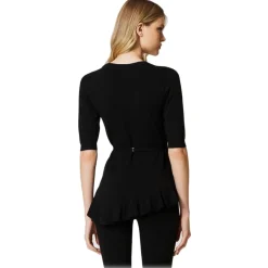 Twinset - Asymmetrical Seamless Sweater - Black - Top - Made in Italy - Luxury Exclusive Collection - Avvenice^ Tops