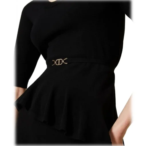 Twinset - Asymmetrical Seamless Sweater - Black - Top - Made in Italy - Luxury Exclusive Collection - Avvenice^ Tops