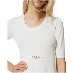 Twinset - Asymmetrical Seamless Sweater - White - Top - Made in Italy - Luxury Exclusive Collection - Avvenice