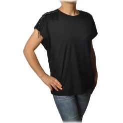 Twinset - Cotton Oversized T-Shirt - Black - T-shirt - Made in Italy - Luxury Exclusive Collection - Avvenice