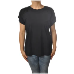 Twinset - Cotton Oversized T-Shirt - Black - T-shirt - Made in Italy - Luxury Exclusive Collection - Avvenice
