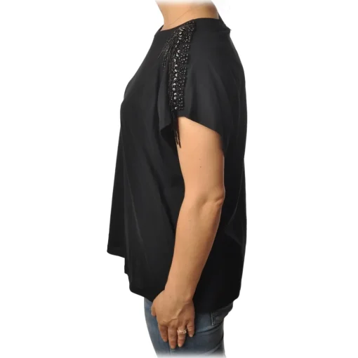 Twinset - Cotton Oversized T-Shirt - Black - T-shirt - Made in Italy - Luxury Exclusive Collection - Avvenice