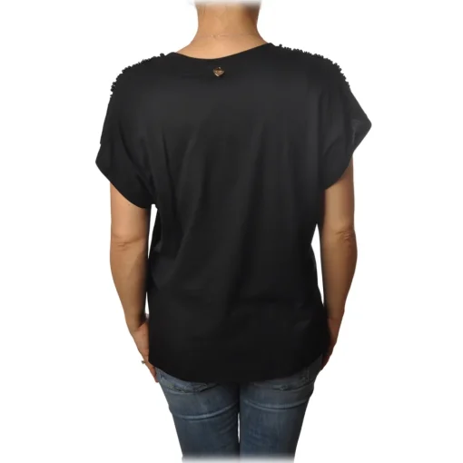 Twinset - Cotton Oversized T-Shirt - Black - T-shirt - Made in Italy - Luxury Exclusive Collection - Avvenice