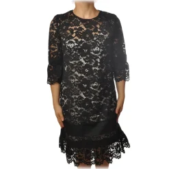 Twinset - Crewneck Dress in Lace - Black - Dress - Made in Italy - Luxury Exclusive Collection - Avvenice