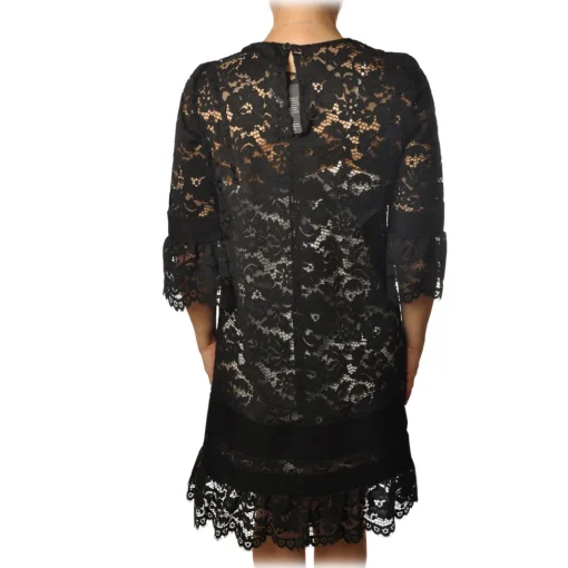 Twinset - Crewneck Dress in Lace - Black - Dress - Made in Italy - Luxury Exclusive Collection - Avvenice