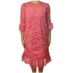 Twinset - Crewneck Dress Trapeze Fit in Lace - Pink - Dress - Made in Italy - Luxury Exclusive Collection - Avvenice^ Dresses