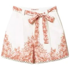 Twinset - Floral Fantasy Linen Short - White/Pink - Trousers - Made in Italy - Luxury Exclusive Collection - Avvenice^ Trousers