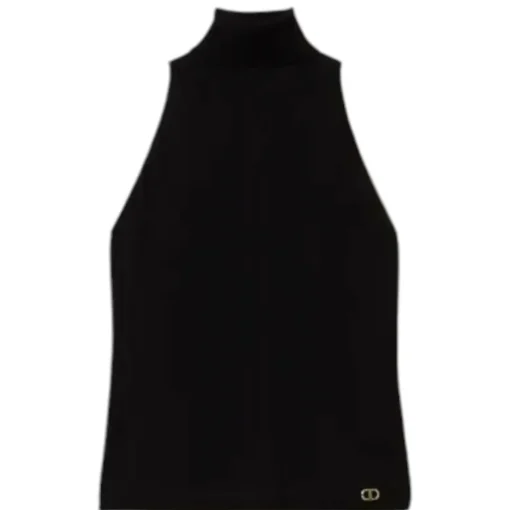 Twinset - High Neck Sleeveless Top - Black - Top - Made in Italy - Luxury Exclusive Collection - Avvenice