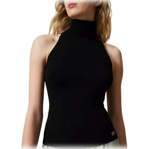 Twinset - High Neck Sleeveless Top - Black - Top - Made in Italy - Luxury Exclusive Collection - Avvenice