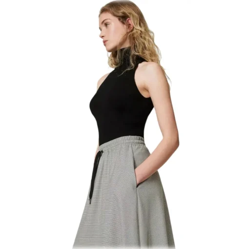 Twinset - High Neck Sleeveless Top - Black - Top - Made in Italy - Luxury Exclusive Collection - Avvenice