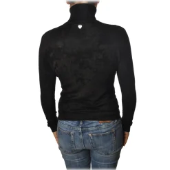 Twinset - High Neck Sweater in Chenille Effect - Black - Knitwear - Made in Italy - Luxury Exclusive Collection - Avvenice^ Knitwears